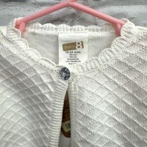 NEW Baby 8 Ivory Bobble Knit Cardigan Sweater  18/24 Months Ruffles rhinestone